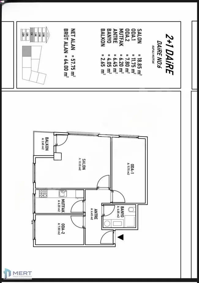 2+1 apartment for sale with an area of 170 m² within the project - by MERT REAL ESTATE