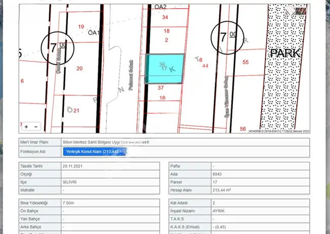 Land in a residential area - Ready for construction - 214 square meters - ŞAH EMLAK