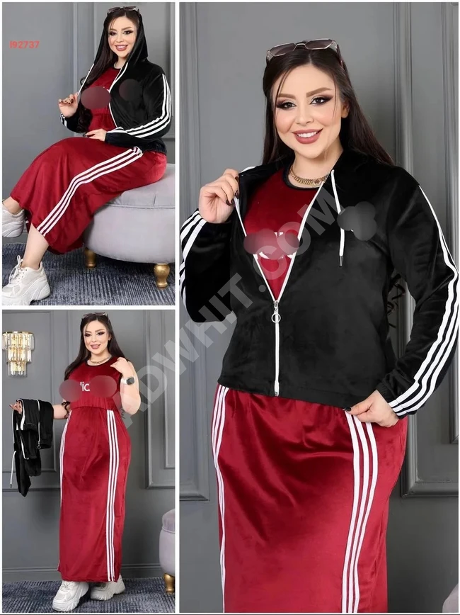 Velvet sports dress with brand jacket