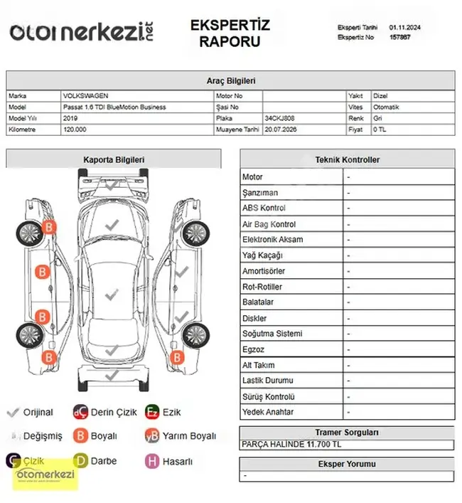 VW PASSAT 1.6 TDI BUSINESS DSG car, 2019 model, without modifications