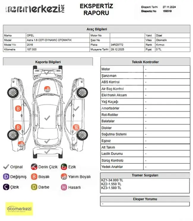 سيارة OPEL ASTRA HB 1.6 CDTİ DYNAMİC موديل 2016 اوتوماتيك فتحة سقف