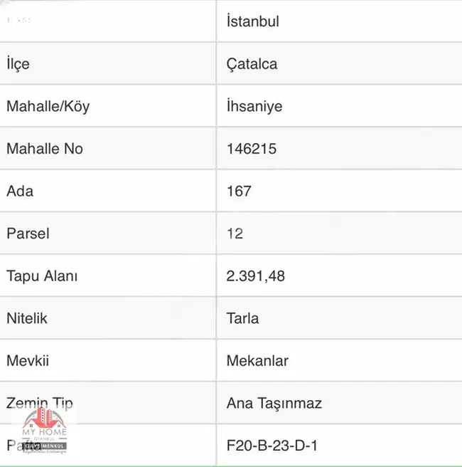 ÇATALCA İHSANİYE'DE YERİ BELLİ ÇEVRİLİ SATILIK 455M2 ARAZİ