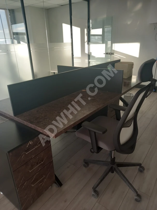 Urgent for Sale - Quadrilateral Desk and 4 Storage Units