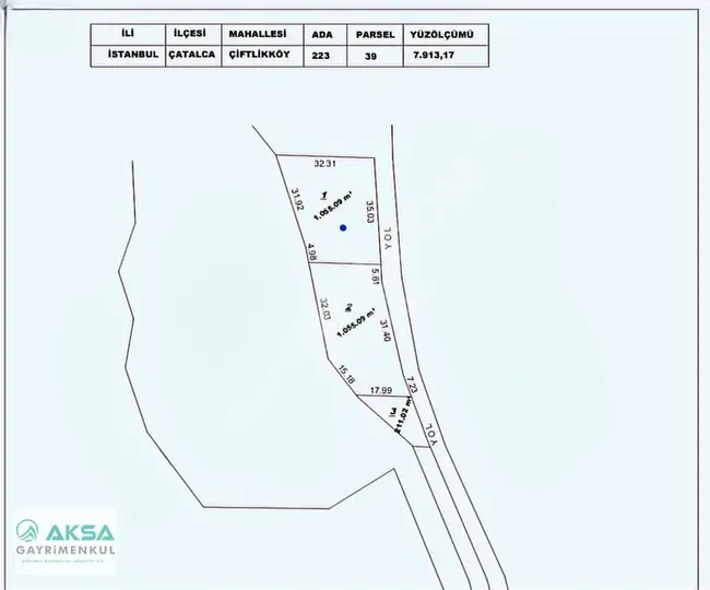 1 Donum agricultural land for sale in ÇİFTLİKKÖY available until New Year's Eve