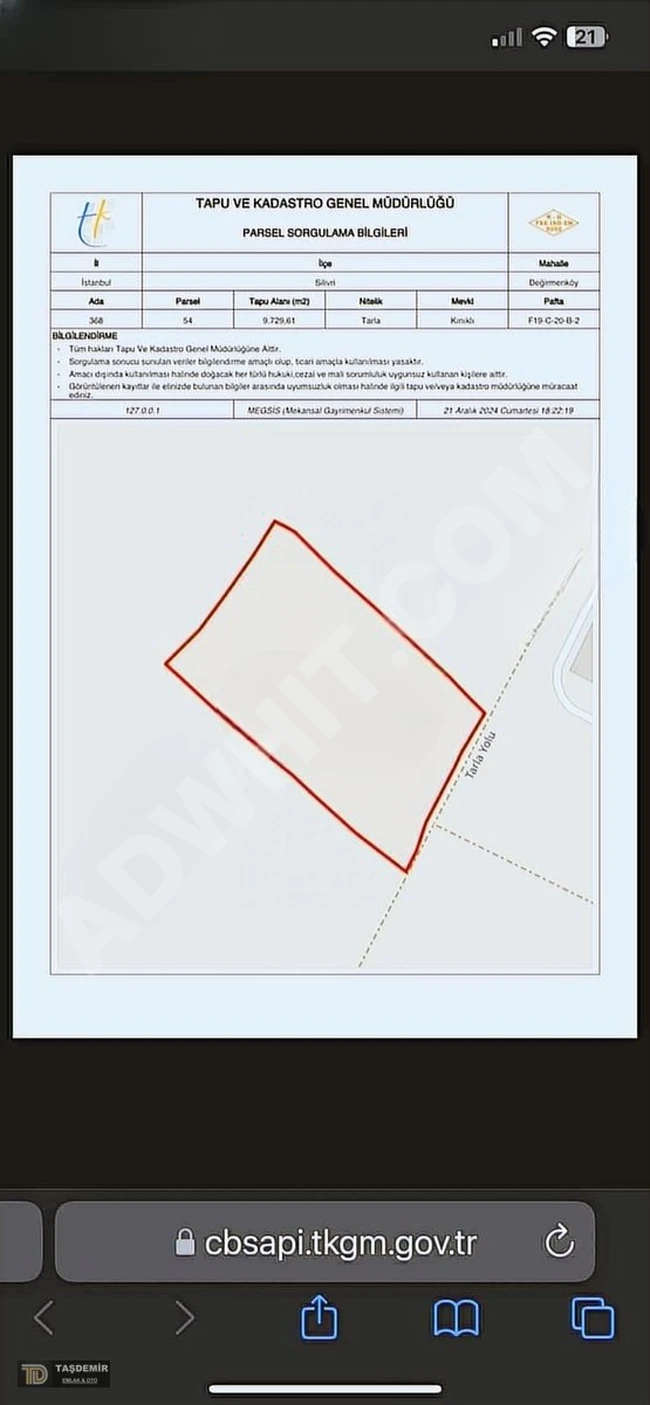 Investment land for sale next to the industrial city in Silivri Değirmenköy