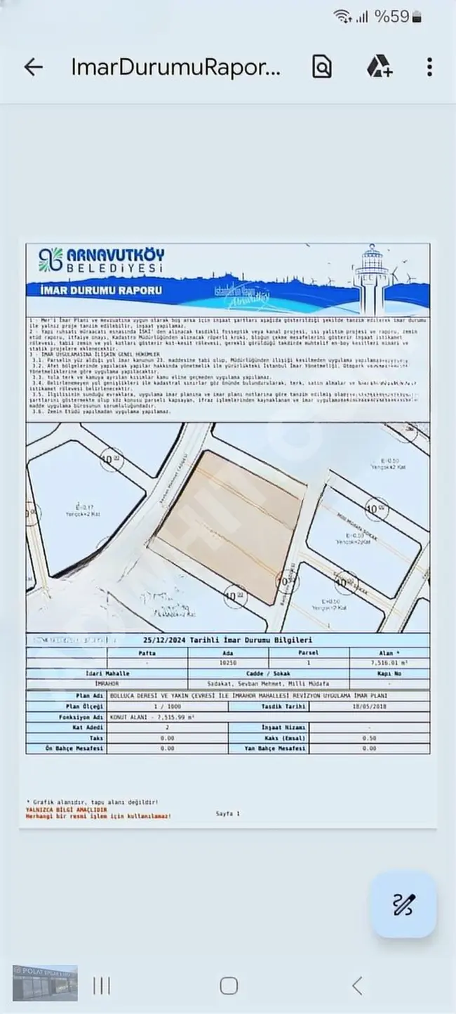 ARNAVUTKÖY İMRAHORDA SATILIK 2,285 MT ARSA