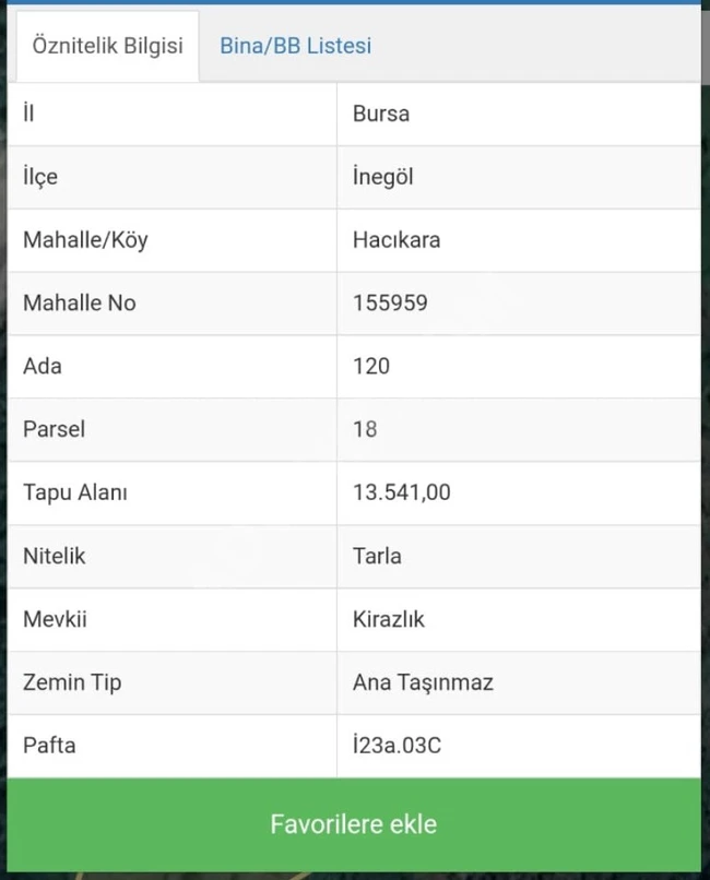 Bursa İnegöl Hacıkara’da Satılık 13.500 m2 arazi