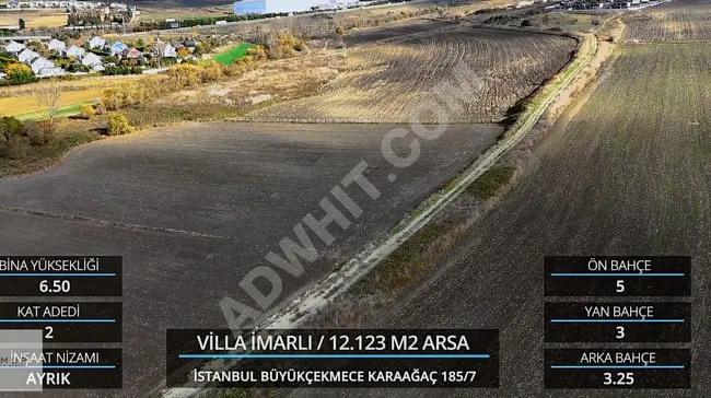 SATILIK KARAAĞAÇ'TA 0,15 İMARLI 12.123M2 SATILIK VİLLALIK ARSA