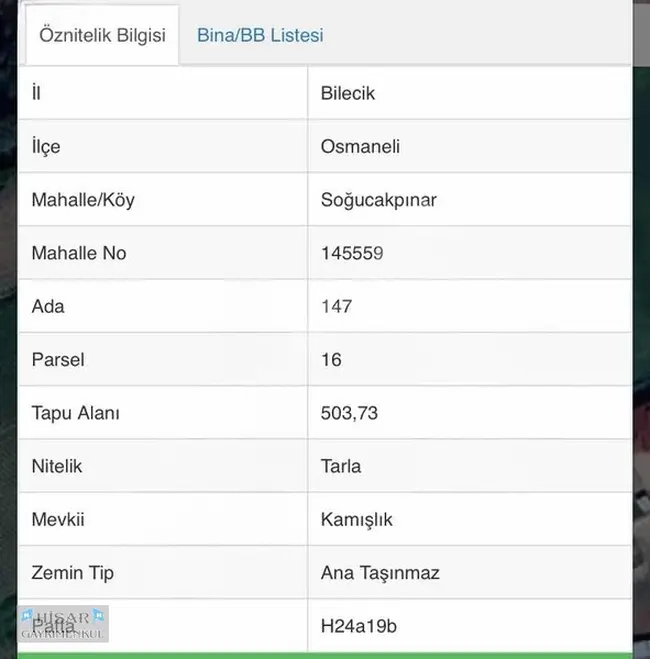 أرض مستقلة للبيع في Osmaneli soğucakpınar