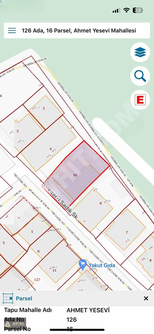 Land with an area of 325m2 for sale in AHMET YESEVİ neighborhood