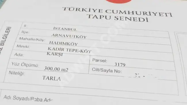 HADIMMÖY TOKİ KONUTLARI YANINDA VİLLA İMARLI ARSA