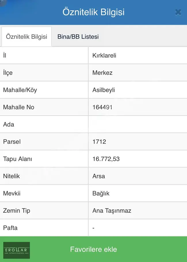 KIRKLARELİ MERKEZ ASİLBEYLİ DE İMARLI ARSA