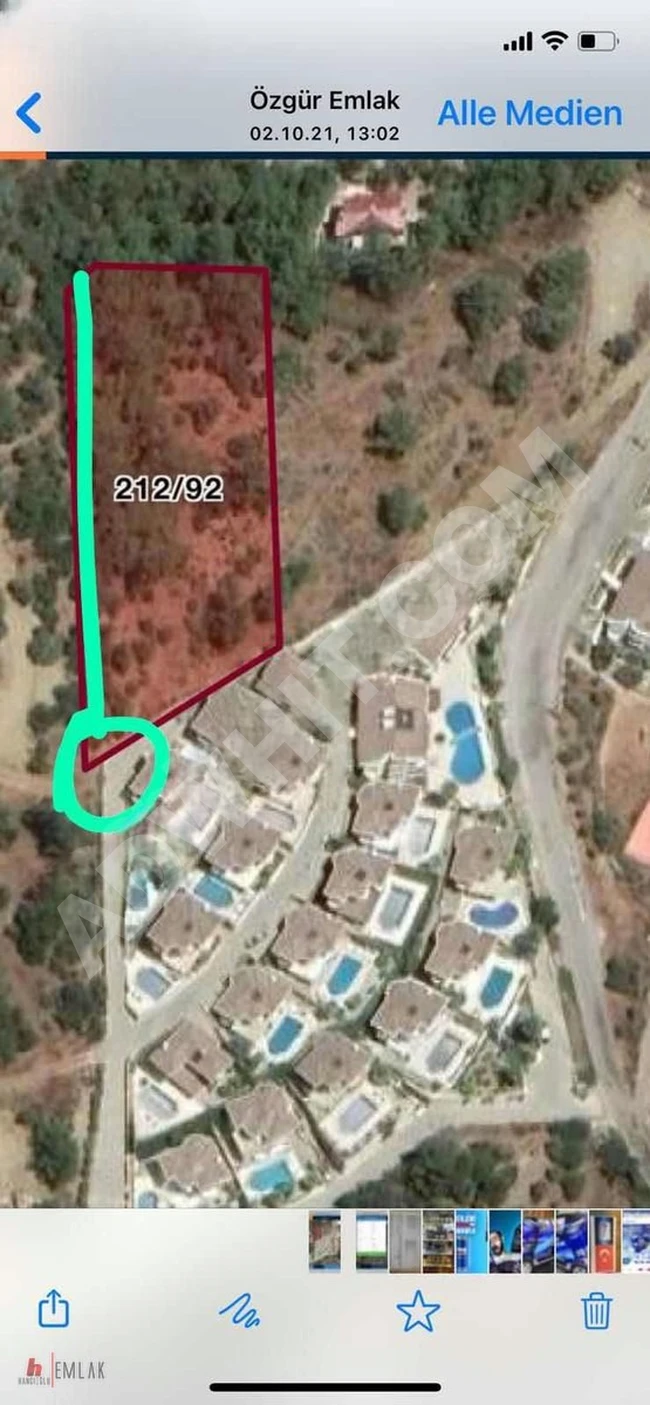 Land for sale with an area of 3688 m2, including a construction permit for a villa in MUĞLA ORTACA SARI GERME.