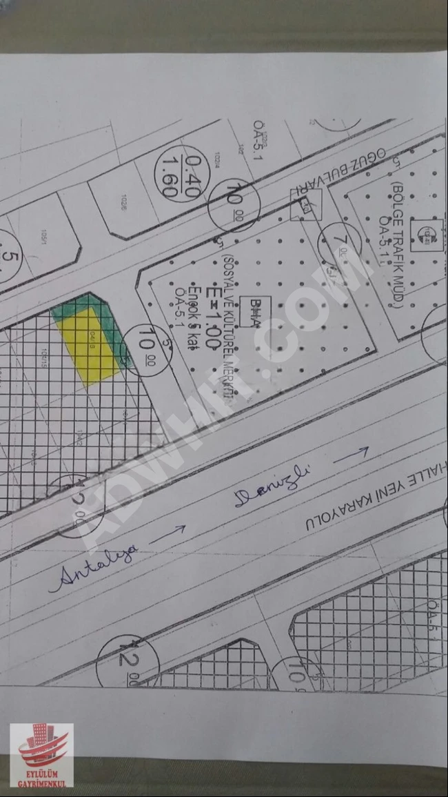 Commercial land for sale, covering an area of 492 square meters, priced at 2,950,000 Turkish Liras