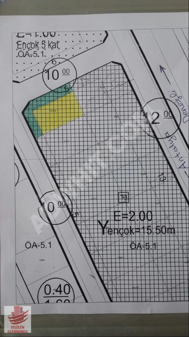 Commercial land for sale, covering an area of 492 square meters, priced at 2,950,000 Turkish Liras