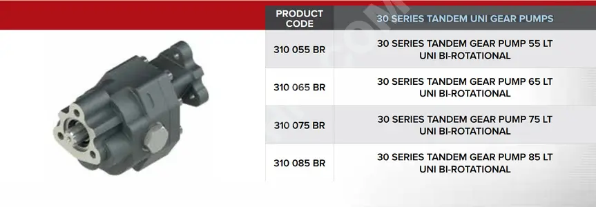 30 SERIES TANDEM UNI GEAR PUMPS FROM 55 LT TO 85 LT