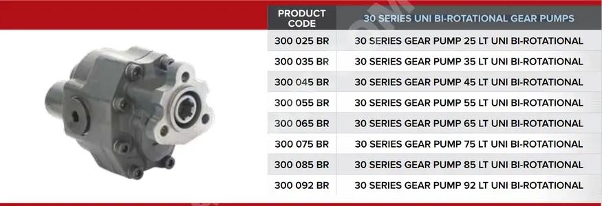  SERIES 30 UNI BI-ROTATIONAL GEAR PUMPS FROM 25LT TO 92 LT