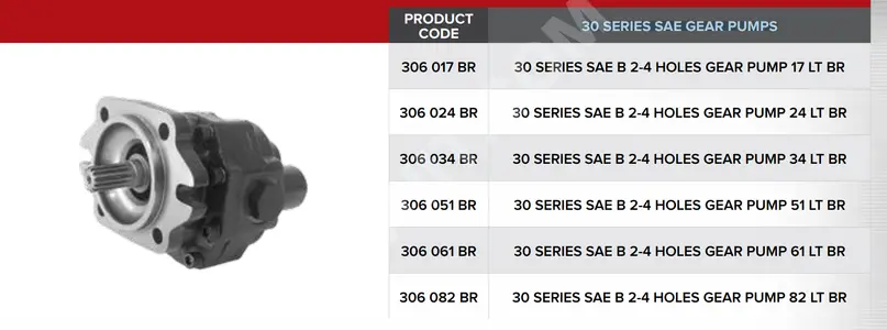 30 SERIES SAE GEAR PUMPS FROM 17 LT TO 82 LT