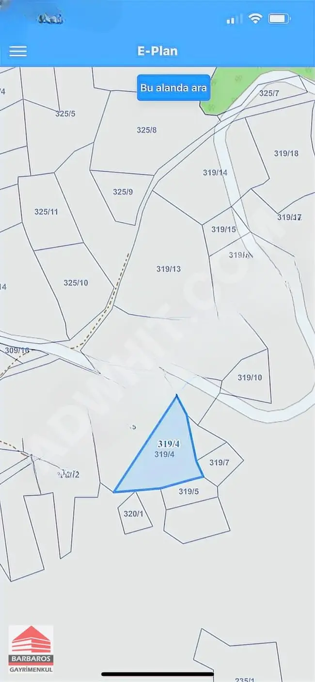 An opportunity for a plot of land measuring 7449 square meters in DERESAKARI, BİLECİK center.