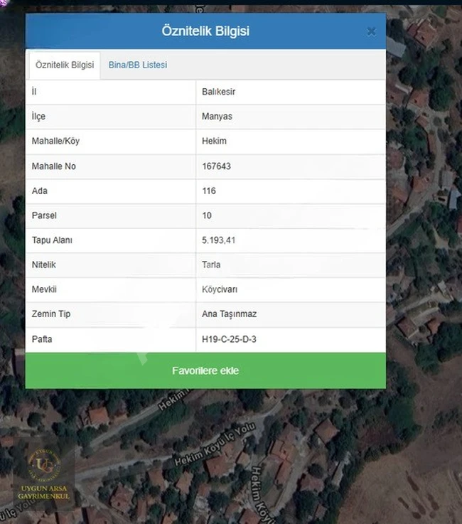 BALIKESİR MANYAS HEKİM'DE KÖY İÇİNDE 5.193 M2 UYGUN ARSA