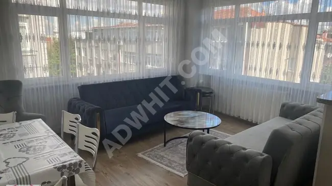 A furnished apartment in a central location with a fully equipped corner facade.