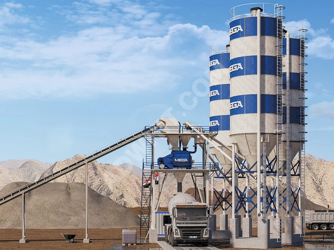 Concrete plant 90 m³ Twin-shaft mixer (Italian)