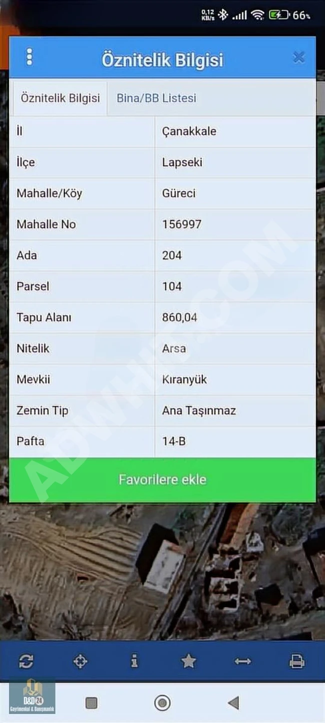 ÇANAKKALE LAPSEKİ GÜRECİ DE SATILIK 860 M2 ARSA