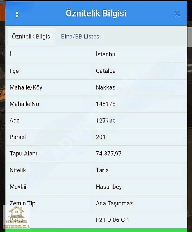 ÇATALCA'DA SATILIK 500 M2 ARSA