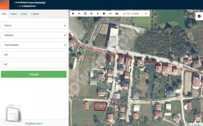 Düzce Gölyaka Yeşil Mahallesinde%40 İmarlı Satılık Müstakil Arsa