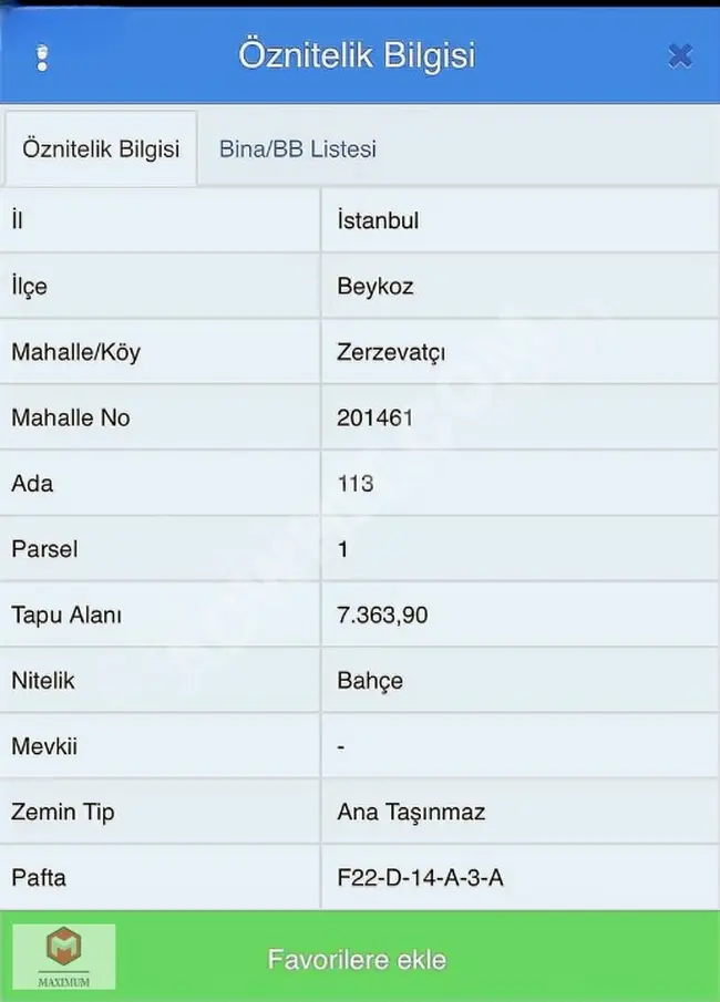 BEYKOZ/ZERZEVATÇI MH. 7364 M2 TİCARİ + KONUT İMARLI SATILIK ARSA