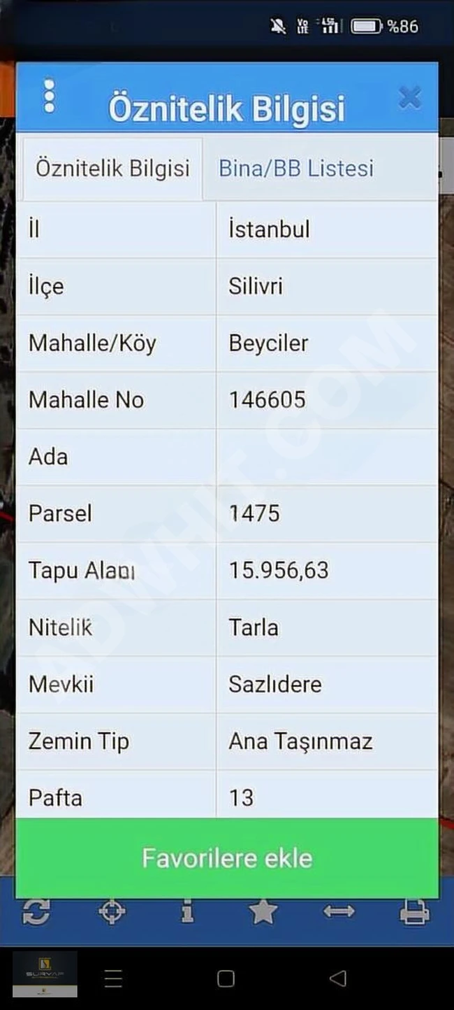 قطعة أرض للبيع في SİLİVRİ BEYCİLER