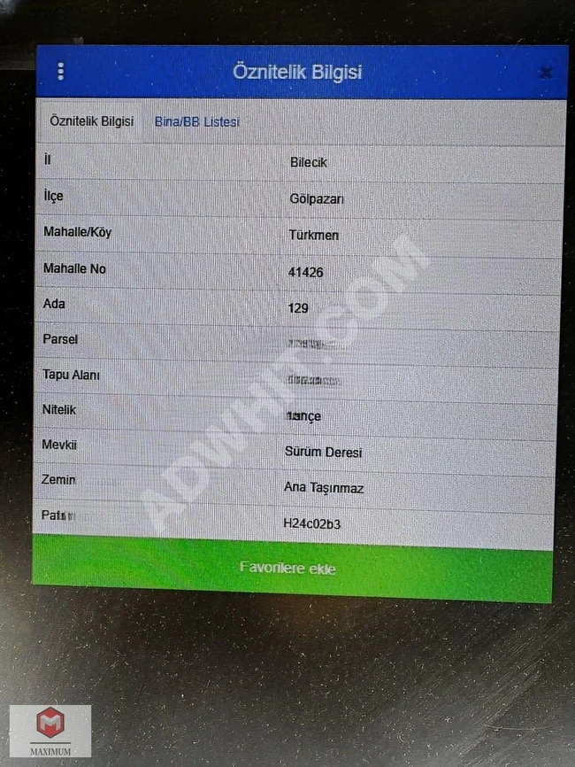 قطعة أرض للبيع في BİLECİK GÖLPAZARIN