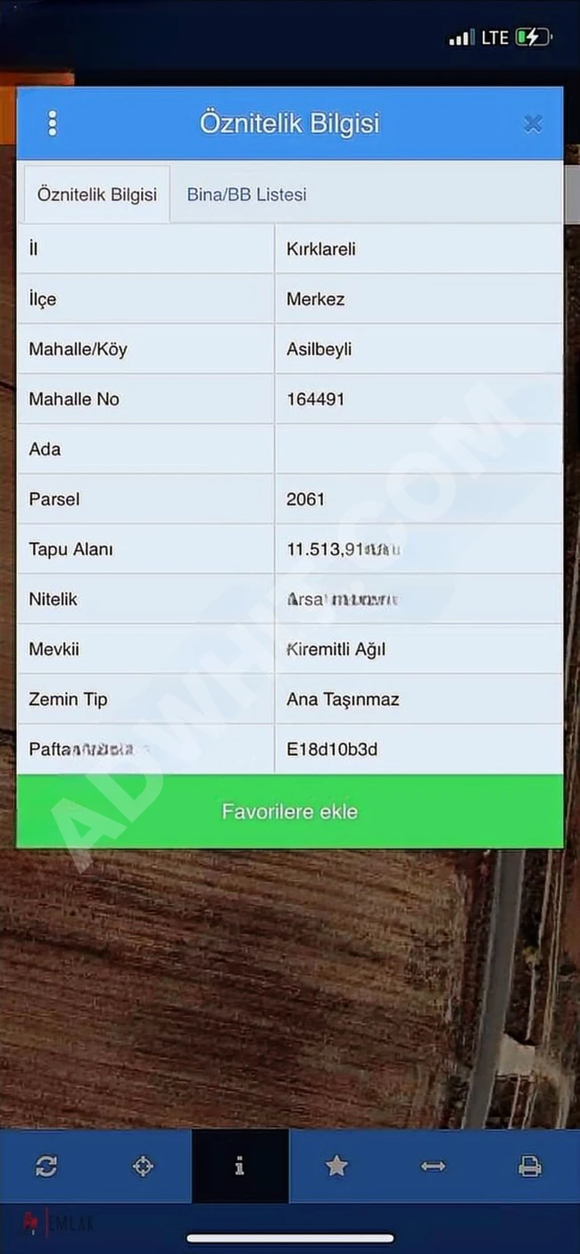 قطعة أرض بمساحة 11.553 متر مربع على الطريق في KIRKLARELİ ASİLBEY