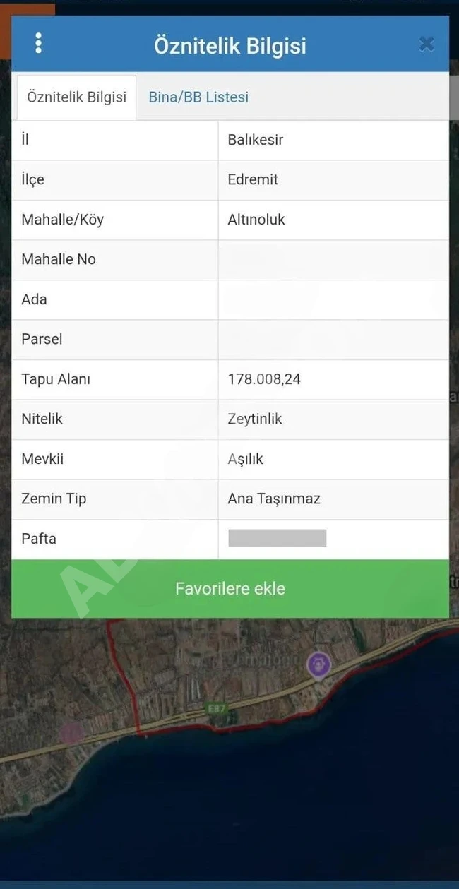 Balıkesir Edremit Altınoluk "da Satılık Deniz Manzaralı 178.008m2 Harika Zeytinlik