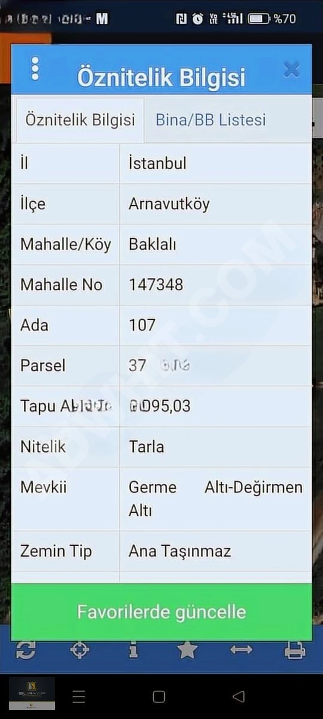 ARNAVUTKÖY BAKLALI DA SATILIK ARSA