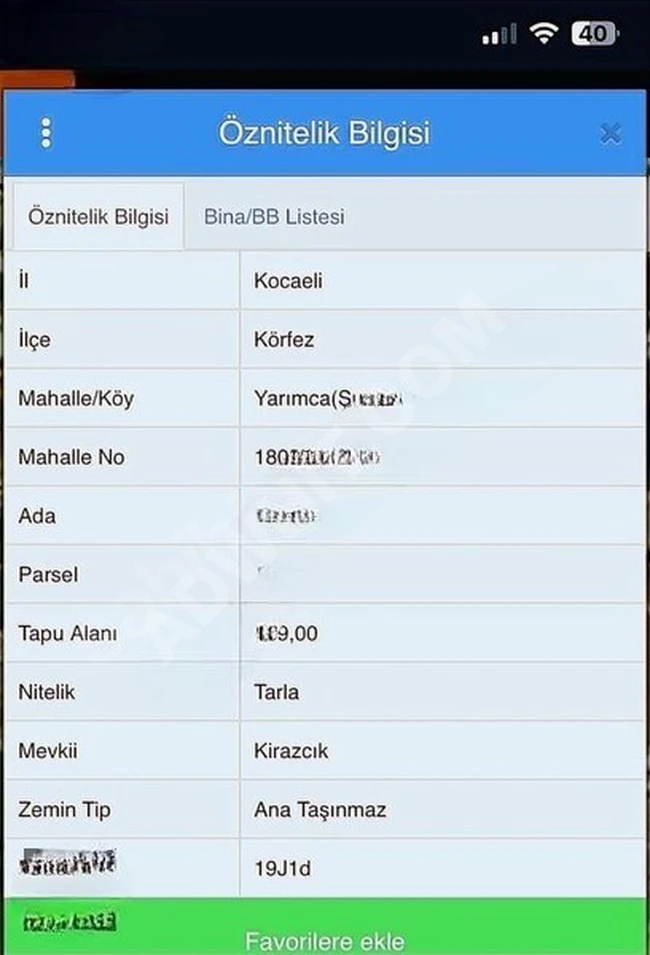 YATIRIMLIK ARSA KOCAELİ KÖRFEZDE 289m2