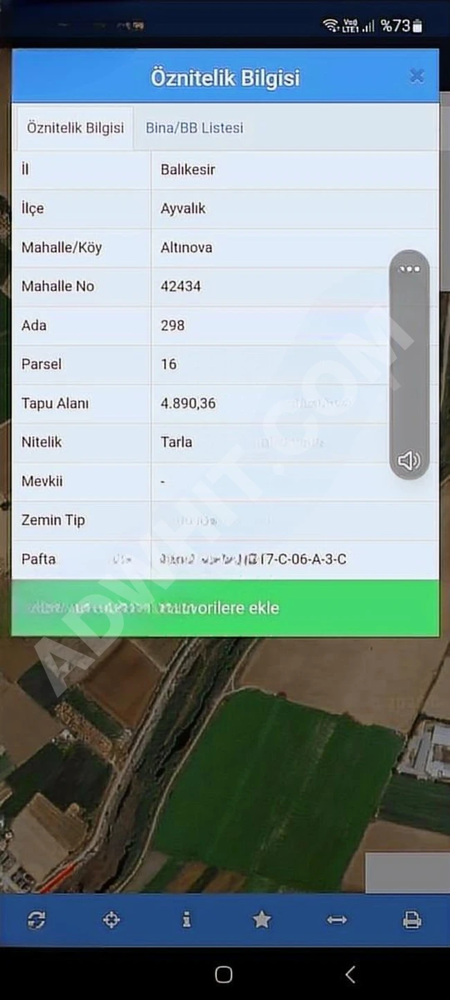 İMARA SIFIR DENİZE 500 M2 YAKIN MÜSTAKİL TAPULU TARLA