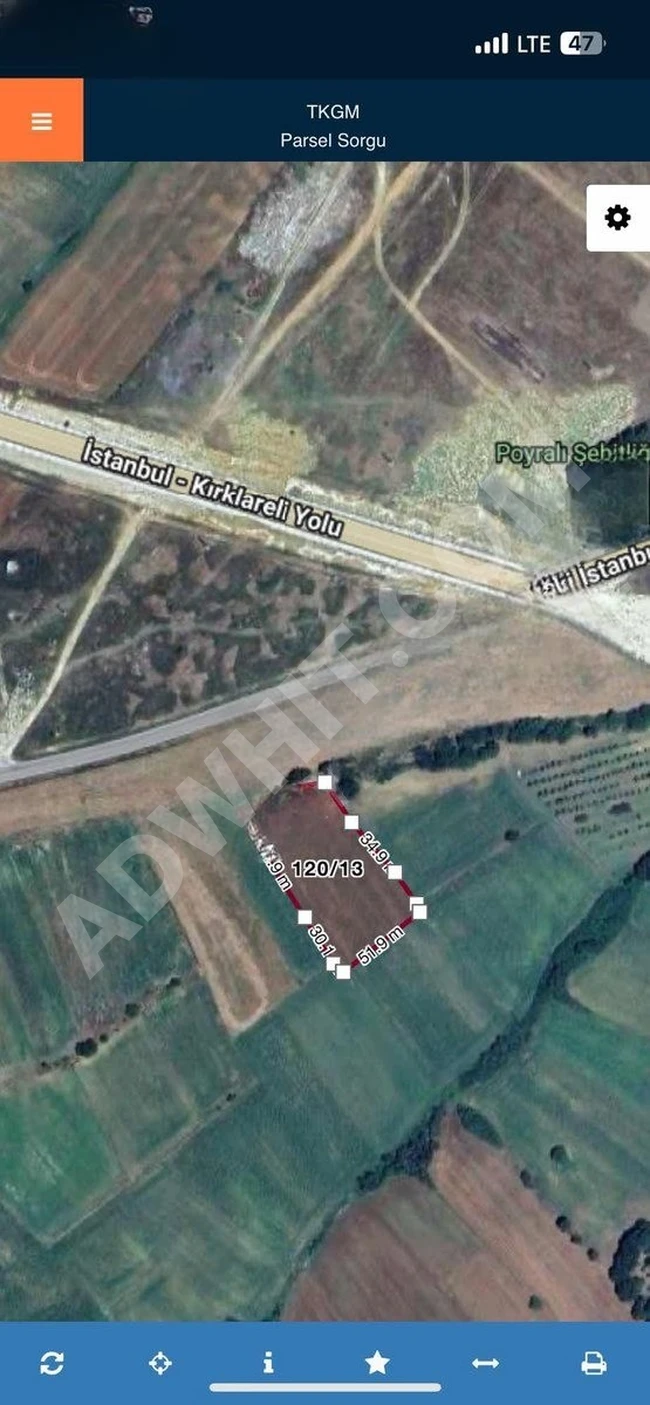 PINARHİSAR POYRALI CADDEYE İKİNCİ TEK TAPU 5.000 M2 ARAÇ TAKASLI