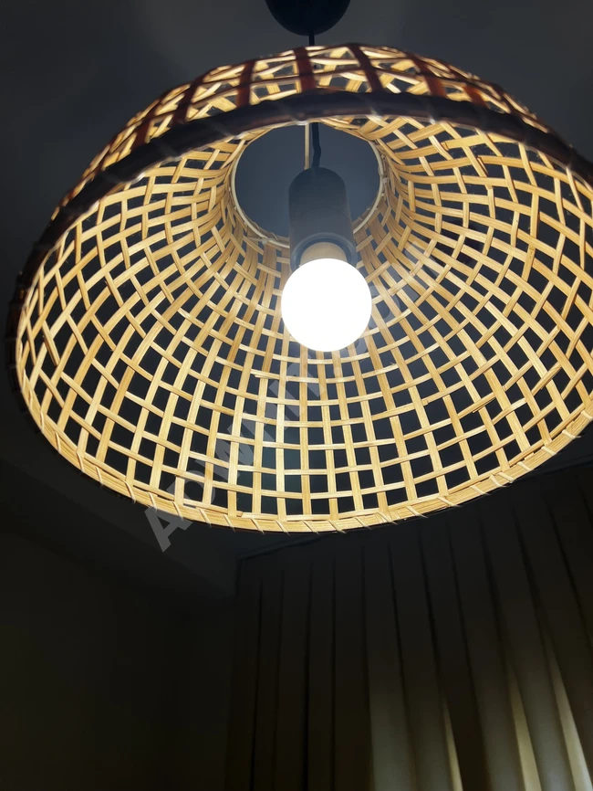 IKEA'dan sarkıt lamba, bambudan yapılmış + kablo seti + ampul