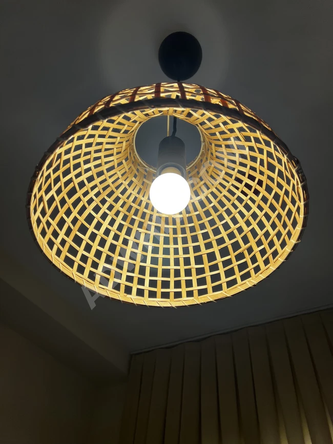 IKEA'dan sarkıt lamba, bambudan yapılmış + kablo seti + ampul