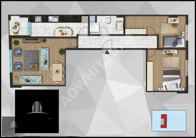 Atlas'tan, Site İçi, 2+1, 96m2, Ara Kat, Ağustos Teslim Daireler