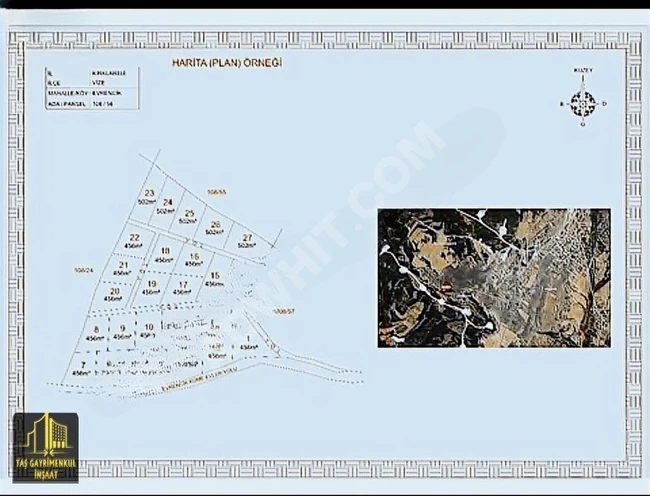Land for sale with an area of 456 square meters in the village of Vize Evrencik.