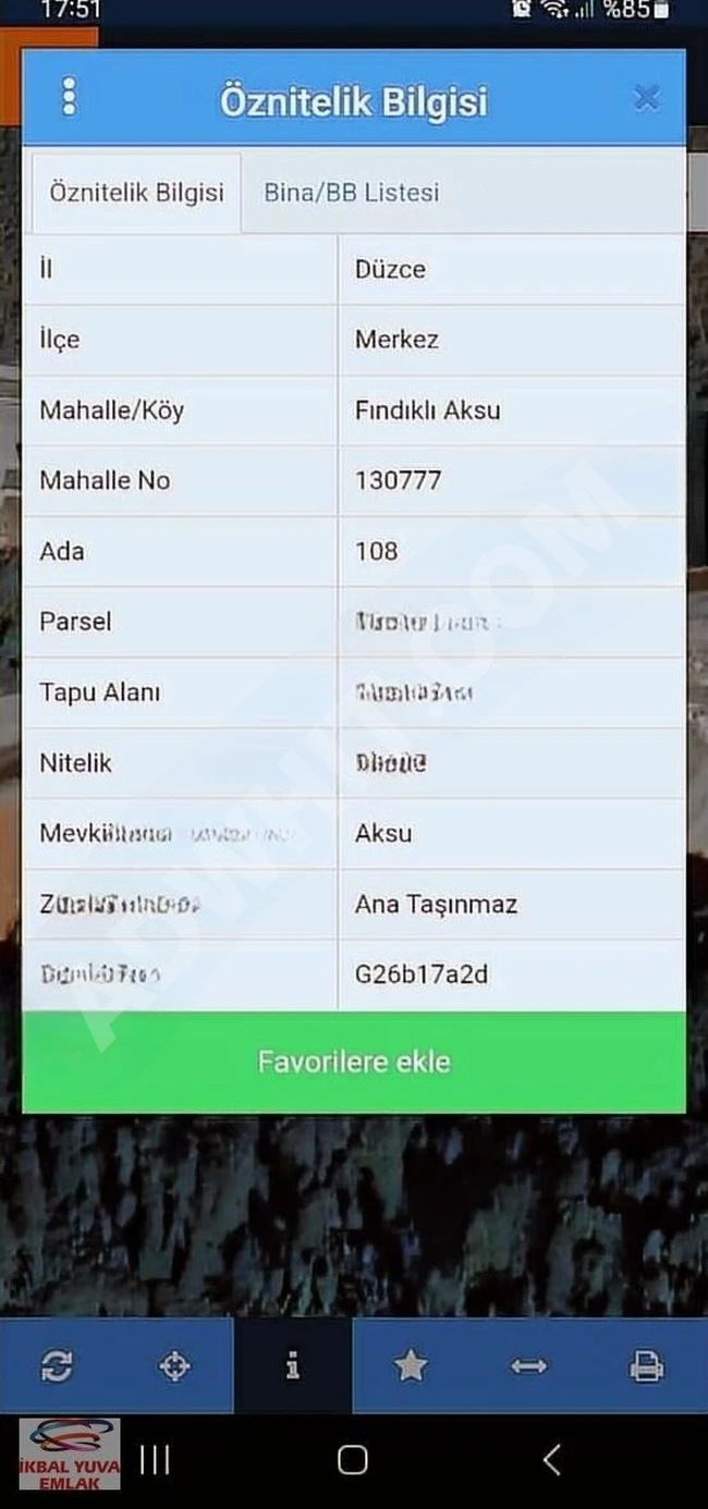 Düzce Fındıklı Aksu Köyünde satılık konut arsası