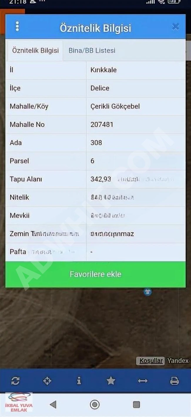 A plot of land with an area of 342 square meters in Kırıkkale Delice Gökçebel.