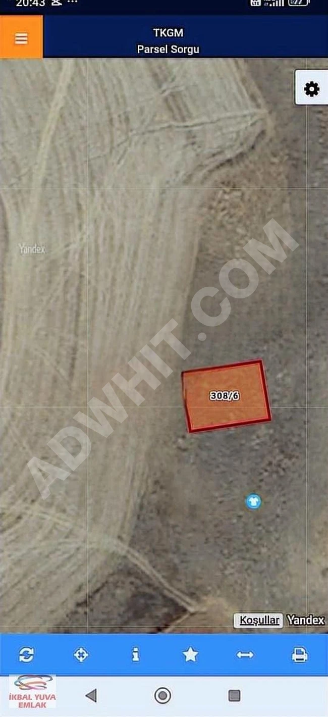 A plot of land with an area of 342 square meters in Kırıkkale Delice Gökçebel.