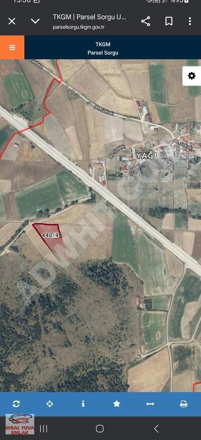 Agricultural land with an area of 17,744 square meters, located 250 meters from the village in SEYDİLER, YAĞLAR neighborhood.
