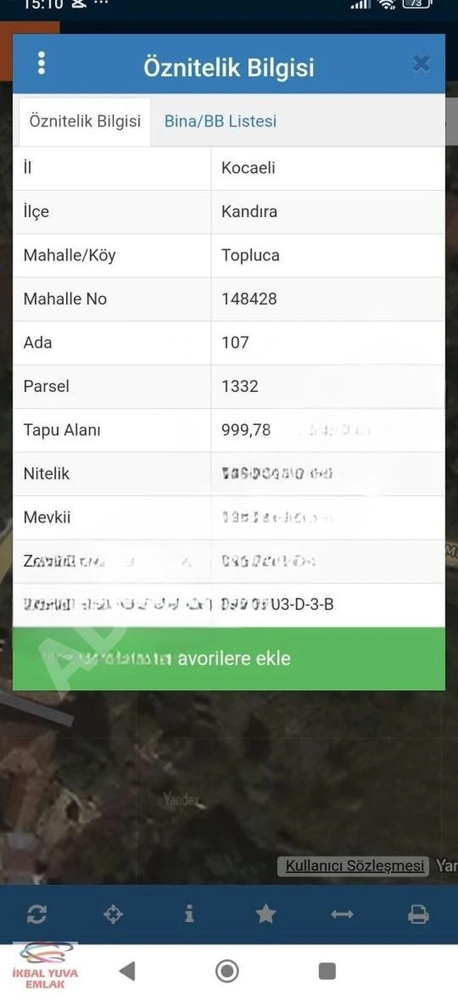 Land for sale in KANDIRA TOPLUCA, 40% suitable for construction.