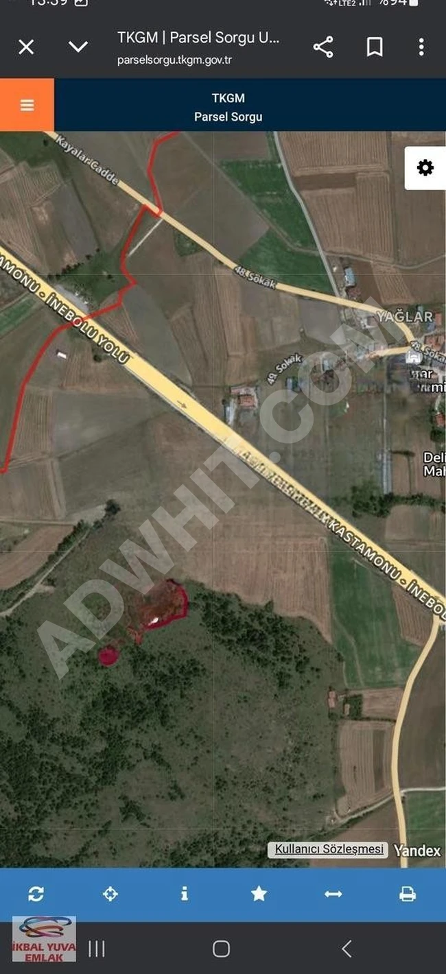 Agricultural land with an area of 17,744 square meters, located 250 meters from the village in SEYDİLER, YAĞLAR neighborhood.