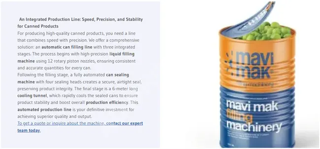 Metal kutuların dolum, paketleme ve soğutma hattı