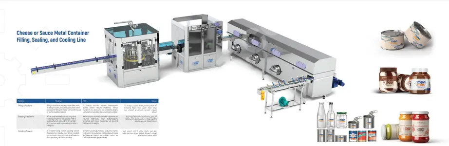 Metal kutuların dolum, paketleme ve soğutma hattı